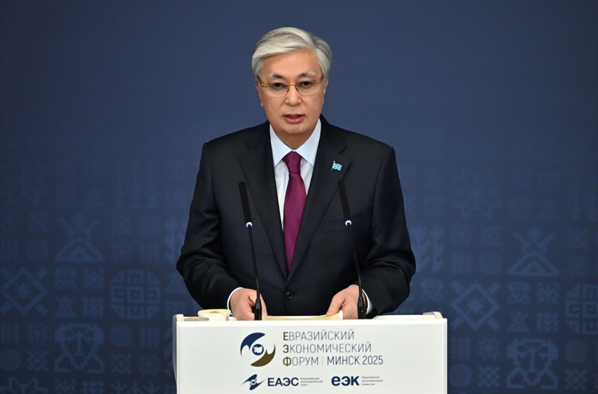 Kazakistan Cumhurbaşkanı Kasım Cömert Tokayev, Belarus’un başkenti Minsk’te düzenlenen Avrasya...