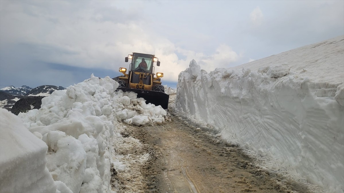  Trabzon'un Çaykara ilçesinde bazı yayla yollarında biriken kar temizlendi.