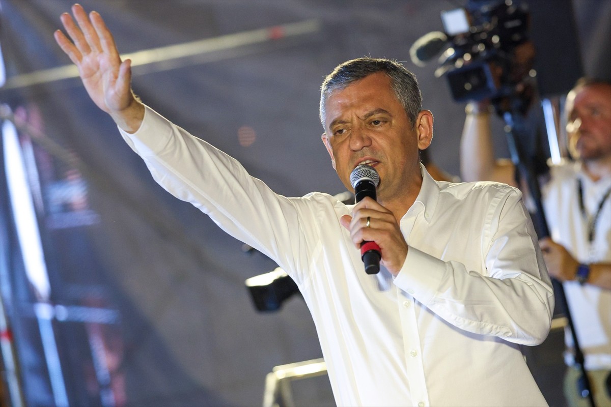 Cumhuriyet Halk Partisi (CHP) Genel Başkanı Özgür Özel, partisince Uğur Mumcu Meydanı'nda...