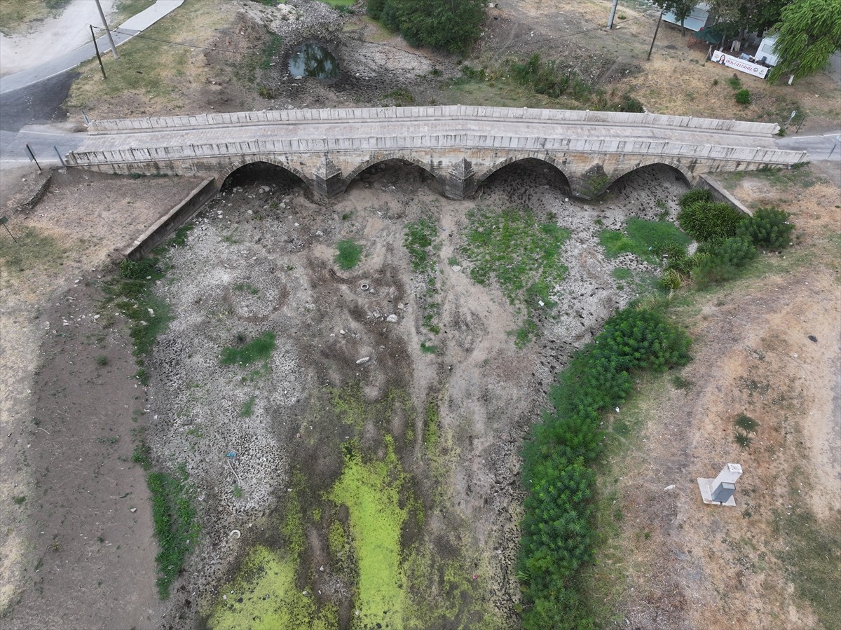 Edirne'deki Tunca Nehri'nde kuraklık ve tarımsal faaliyetler nedeniyle su akışı durdu.