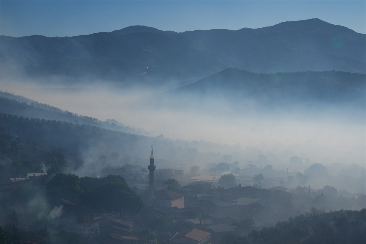 İzmir'in Ödemiş ilçesindeki ormanlık alanda çıkan yangına havadan ve karadan müdahale...