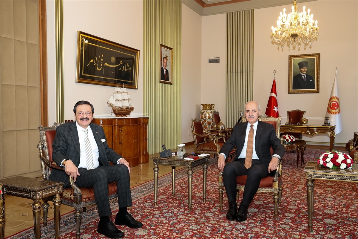 TBMM Başkanı Numan Kurtulmuş, Türkiye Odalar ve Borsalar Birliği (TOBB) Başkanı Rifat...