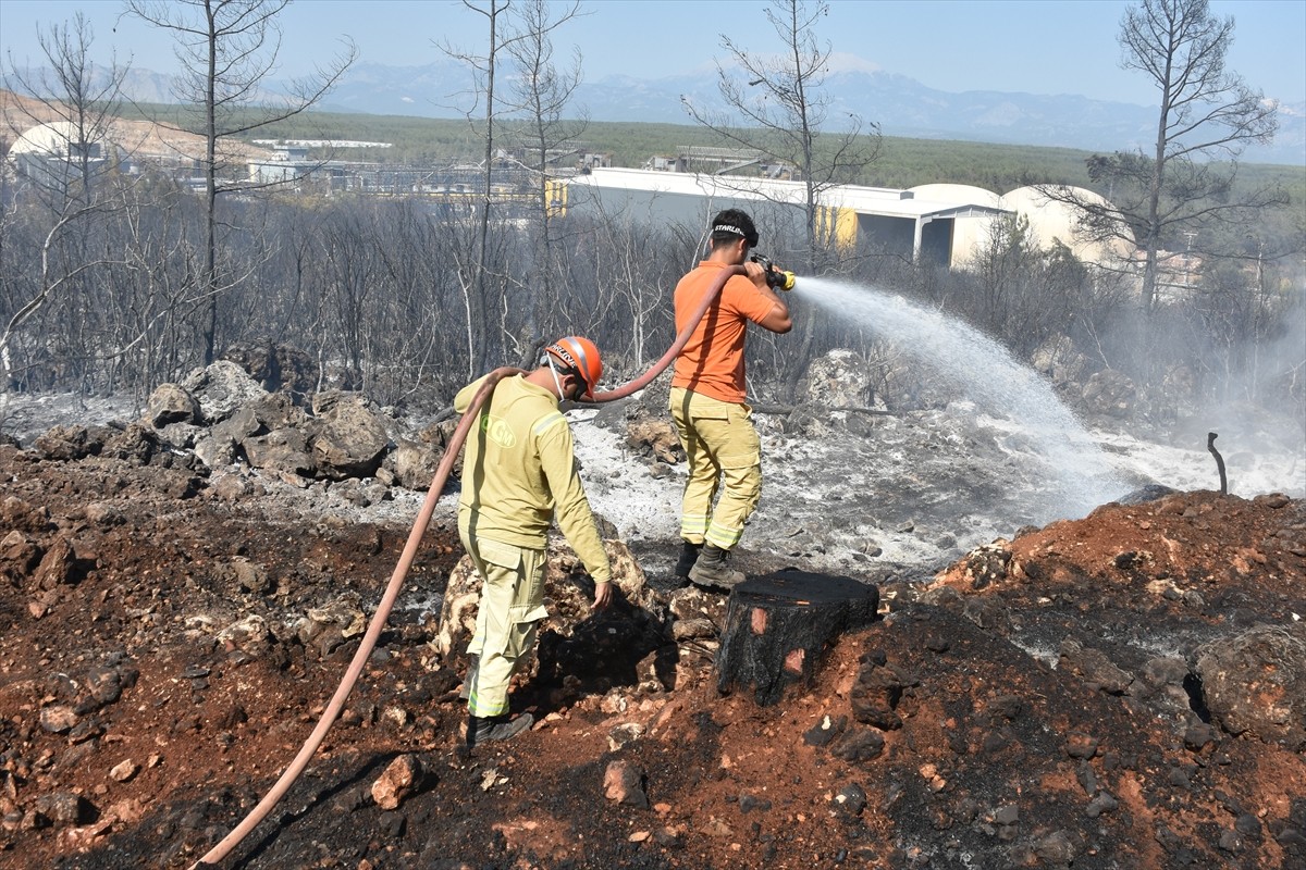 Antalya'nın Kepez ilçesinde orman yakınında çıkan yangın havadan ve karadan müdahaleyle kontrol...