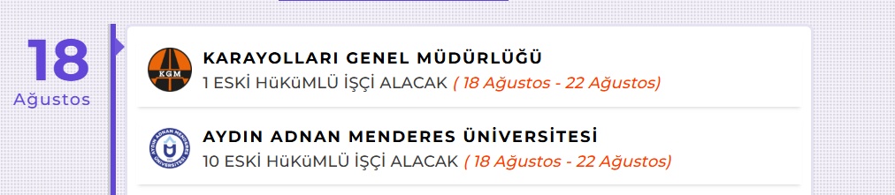 Aydın ve Kars'ta eski hükümlü ve TMY'lere özel daimi işçi kadrosu: Başvurular 18-22 Ağustos 2025'te İŞKUR'da