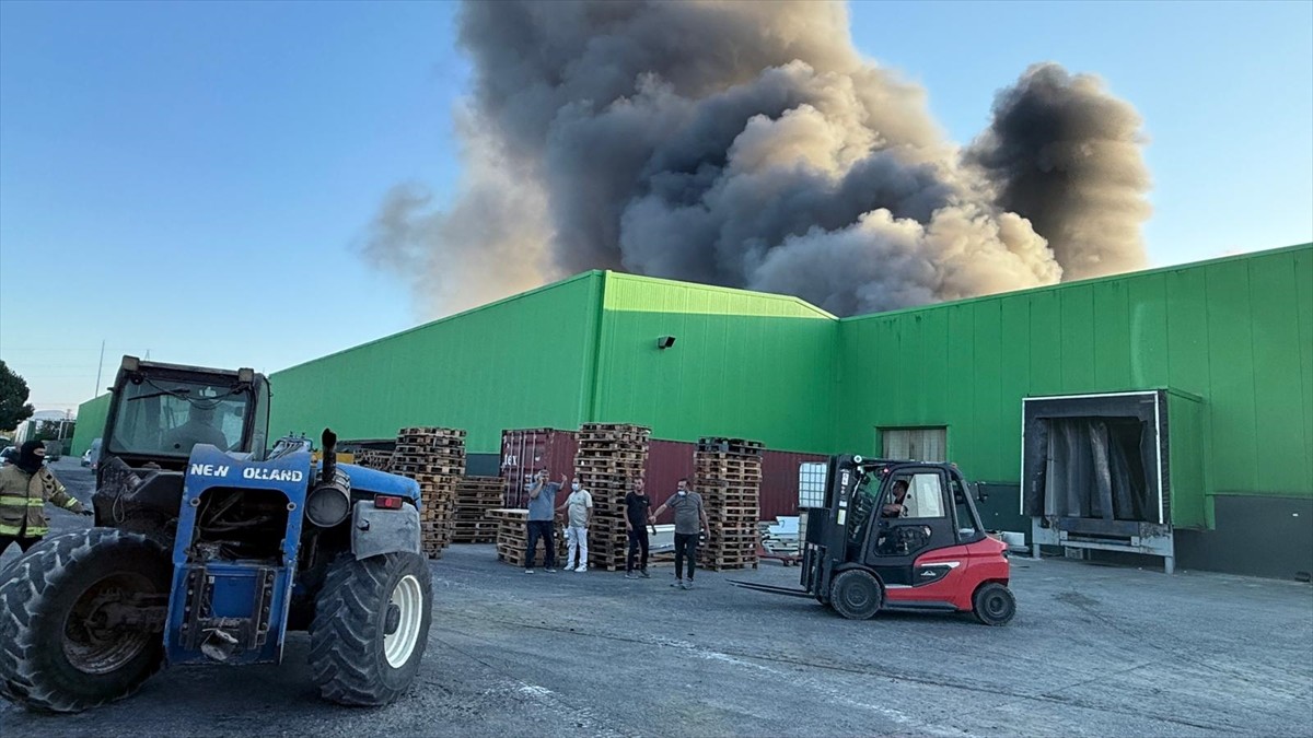  Balıkesir'in Gönen ilçesinde faaliyet gösteren süt ürünleri fabrikasında çıkan yangına müdahale...