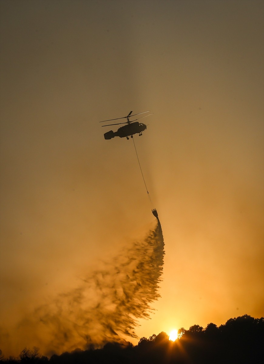 Bursa'nın Yenişehir ilçesinde ormanlık alanda çıkan yangına havadan ve karadan müdahale...