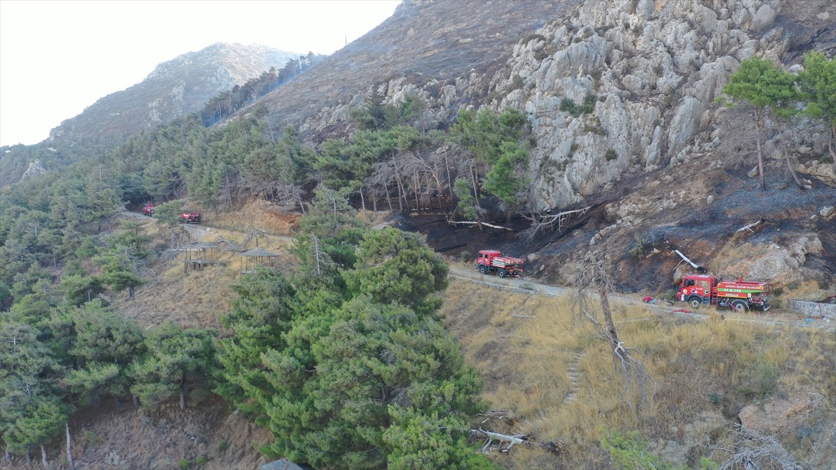 Hatay'ın merkez Antakya ilçesinde dün çıkan orman yangını havadan ve karadan müdahaleyle kontrol...