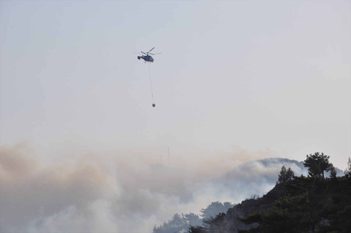 Mersin'in Silifke ilçesinde ormanlık alanda çıkan yangına havadan ve karadan müdahale...
