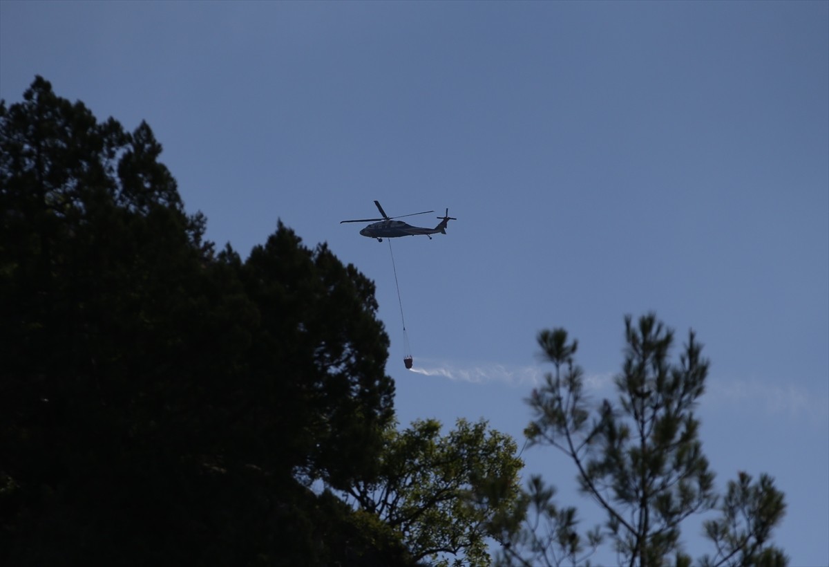 Sinop'un Durağan ilçesindeki orman yangınına ekipler havadan ve karadan müdahale ediyor. 