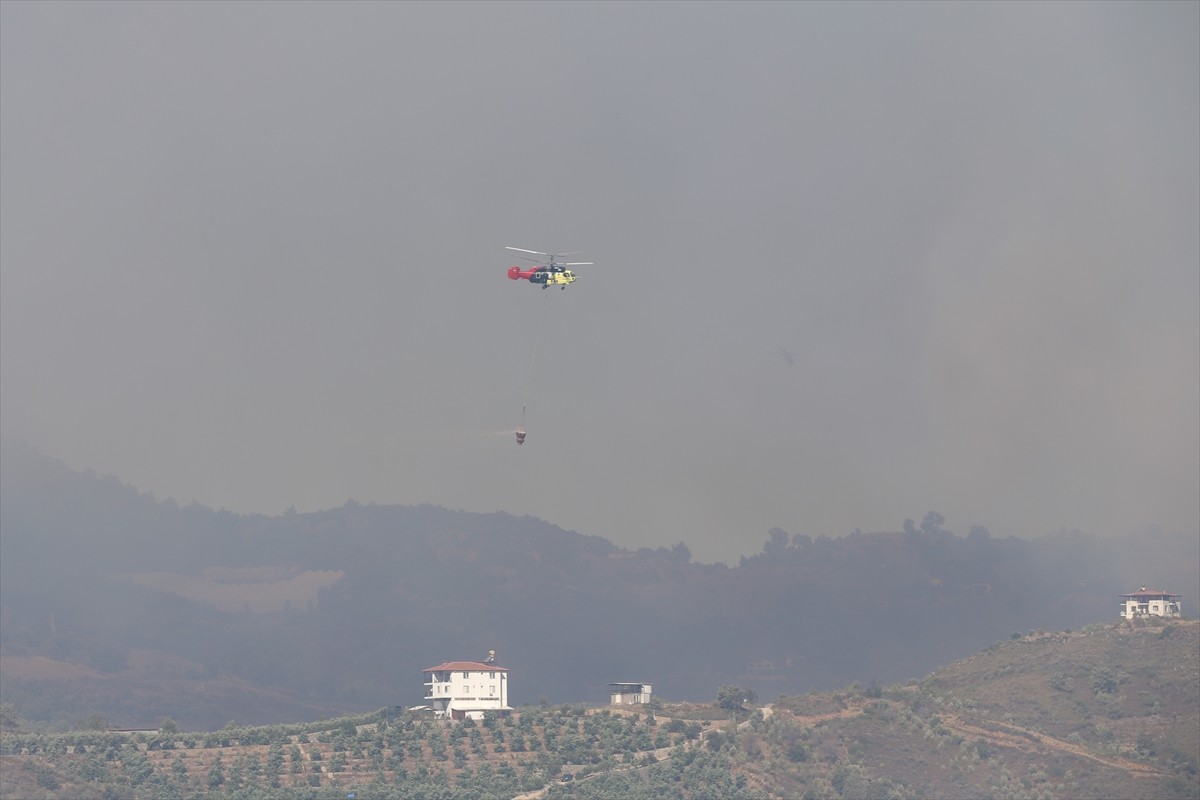 Antalya'nın Alanya ilçesinde ormanlık alanda çıkan yangına müdahale sürüyor.