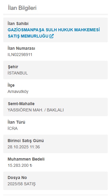 Arnavutköy'de İcra Satışı: Yassıören'de 1.708 m² Tarla ve Ömerli'de KİPTAŞ Dairesi İhaleye Çıkıyor