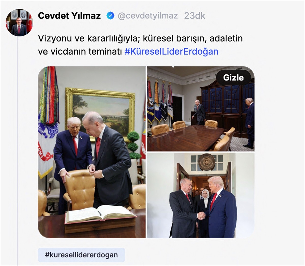Cumhurbaşkanı Yardımcısı Cevdet Yılmaz, Cumhurbaşkanı Recep Tayyip Erdoğan'ın, Beyaz Saray'da ABD...