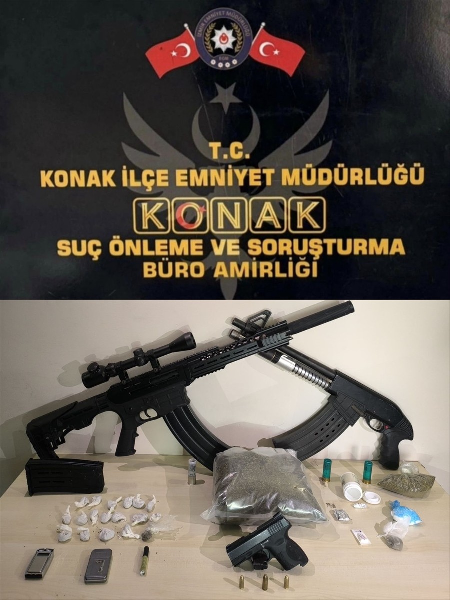 İzmir'in Konak ilçesinde düzenlenen uyuşturucu ve silah kaçakçılığı operasyonunda gözaltına alınan...