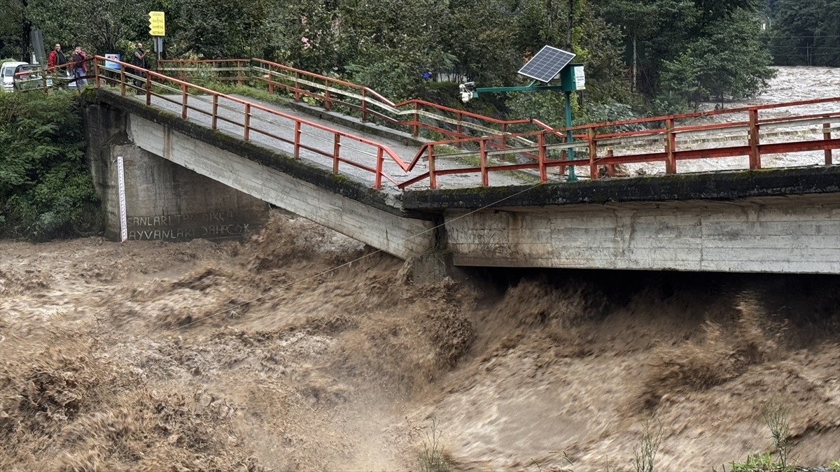 Rize'de sağanak nedeniyle derelerin su seviyeleri yükseldi, heyelanlar meydana geldi....