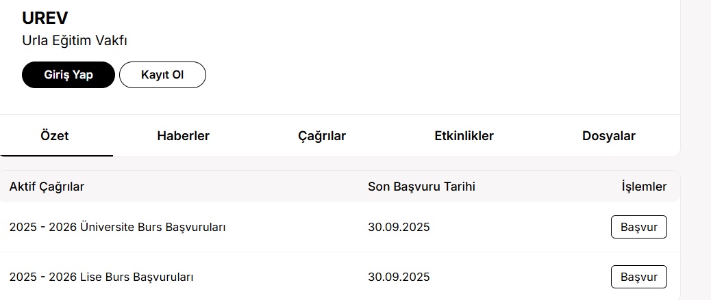 UREV 2025-2026 Burs Başvuruları Açıldı — Son Gün 30 Eylül 2025