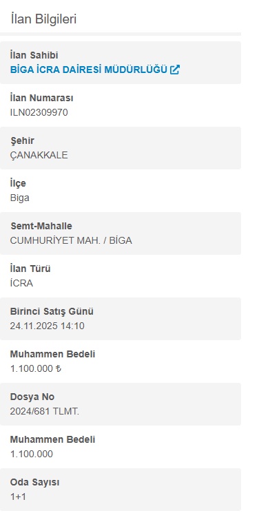 Çanakkale (Biga) ve Kırşehir'de İcradan ve Mahkemeden Satılık Gayrimenkuller İhaleye Çıktı