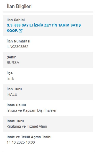 Marmara'da iki önemli ihale: Sakarya Orman ve İznik Zeytin Kooperatifi duyurdu