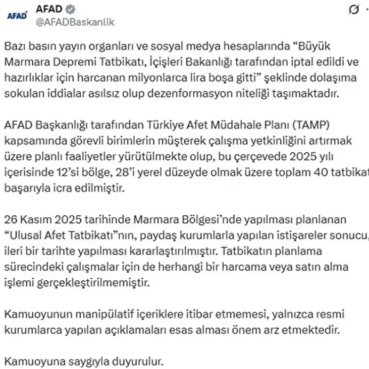 Büyük Marmara Depremi Tatbikatı ne zaman yapılacak? AFAD son durumu açıkladı