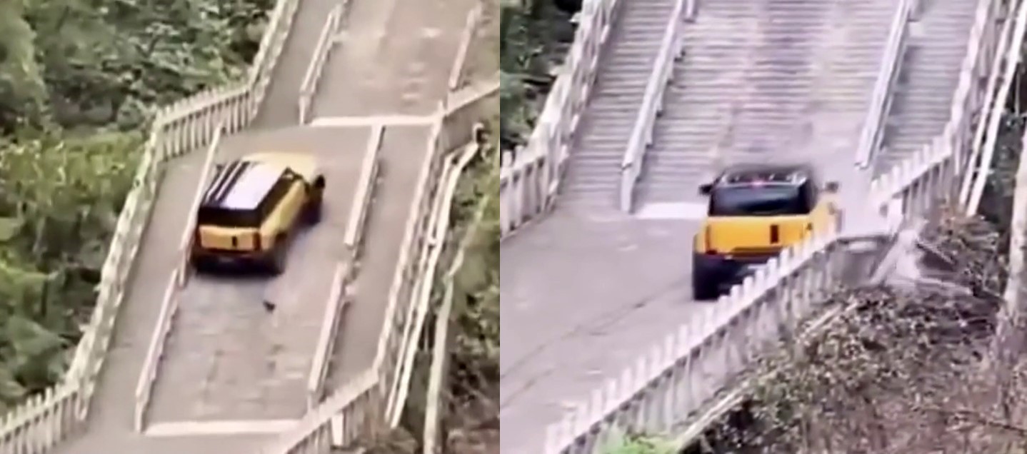 ÇİN’DE TANITIM AMACIYLA TİANMEN DAĞI’NIN 999 MERDİVENİNİ TIRMANMAYA ÇALIŞAN ÇİNLİ OTOMOBİL...