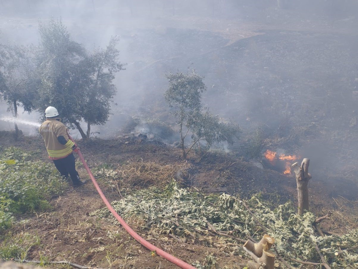 HATAY'DA BAHÇEDE ÇIKAN YANGIN, EVE SIÇRAMADAN SÖNDÜRÜLDÜ.