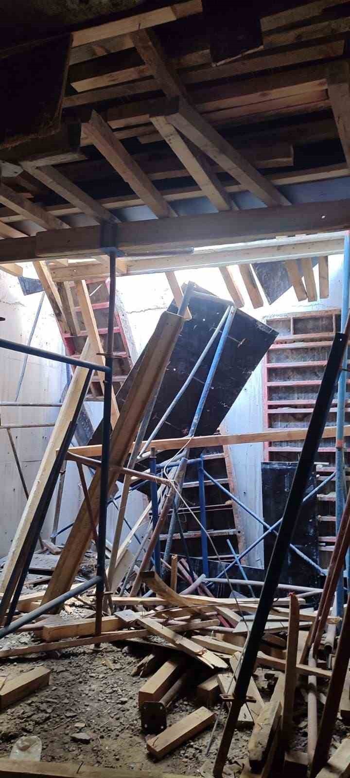 KAHRAMANMARAŞ'TA İNŞAAT ALANINDA İSKELENİN ÇÖKMESİ SONUCU BİR İŞÇİ YARALANDI