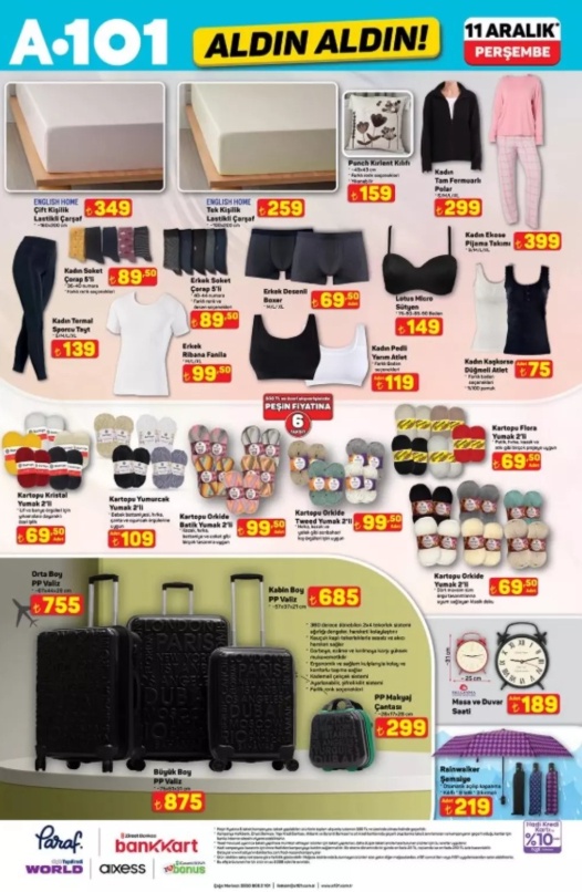 A101 11 Aralık Aktüel: English Home, Valiz ve Zücaciye Fırsatları ve Fiyat Listesi