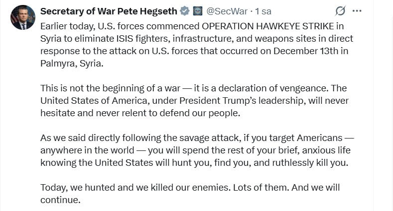 ABD’DEN SURİYE’DEKİ DEAŞ UNSURLARINA OPERASYON AÇIKLAMASI