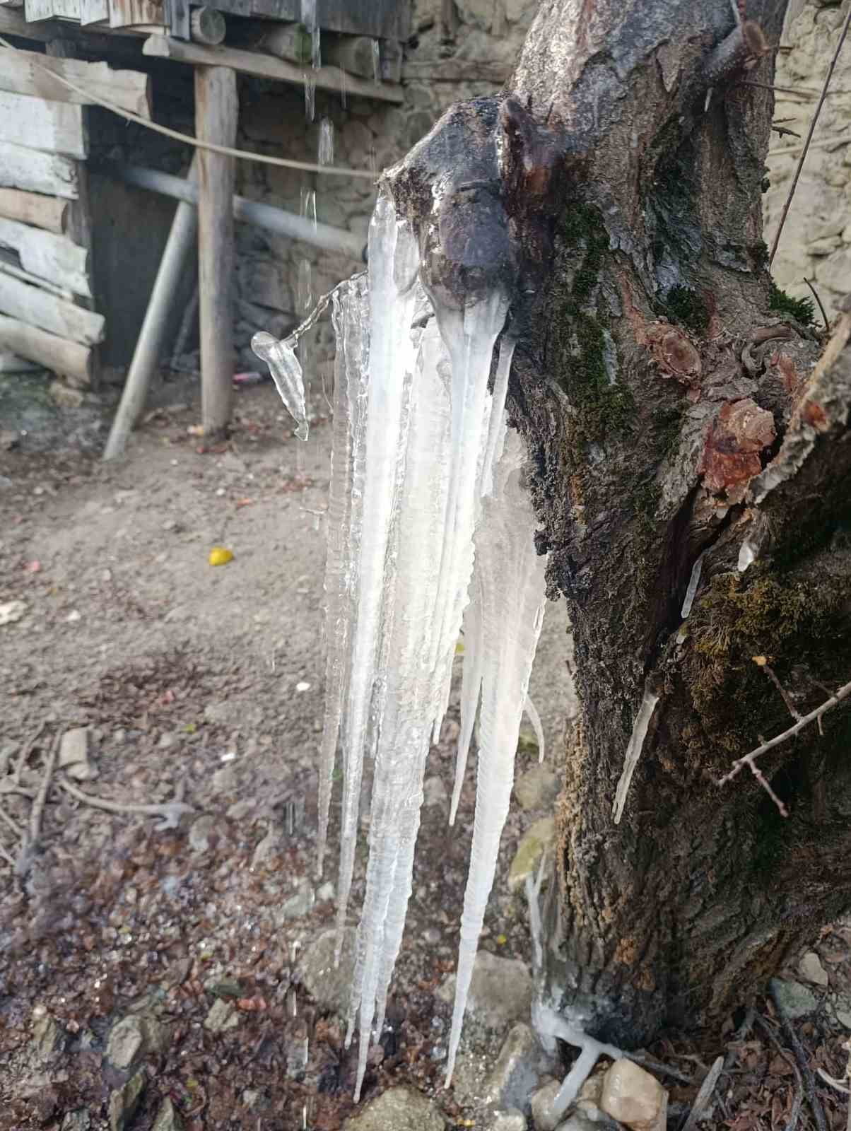 ADANA’DA  HAVA SICAKLARININ DÜŞMESİ İLE FEKE İLÇESİNDE  SU KAYNAKLARI VE ÇEVRESİNDE BUZ SARKITLARI...