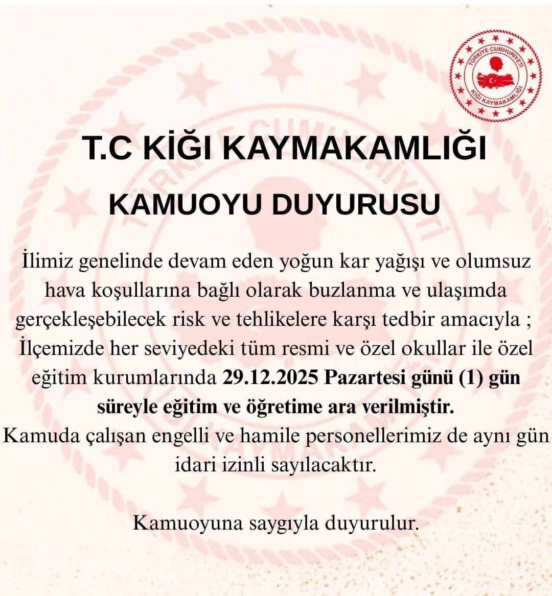 BİNGÖL GENELİNDE ETKİSİNİ SÜRDÜREN YOĞUN KAR YAĞIŞI VE OLUMSUZ HAVA ŞARTLARI NEDENİYLE KİĞI VE...