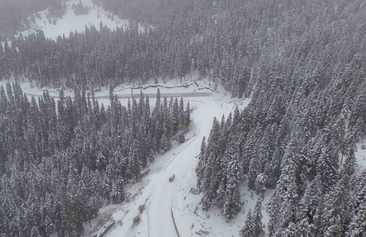 ÇANKIRI-KASTAMONU SINIRINDAKİ ILGAZ DAĞI, KAR YAĞIŞIYLA BEYAZ ÖRTÜYLE KAPLANDI. ORTAYA ÇIKAN...
