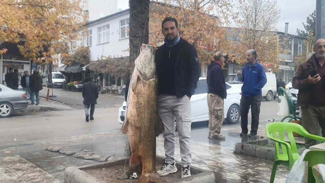 ELAZIĞ’DA AMATÖR BALIKÇILAR, MURAT NEHRİ’NDE 60 KİLOLUK DEV TURNA BALIĞI YAKALADI