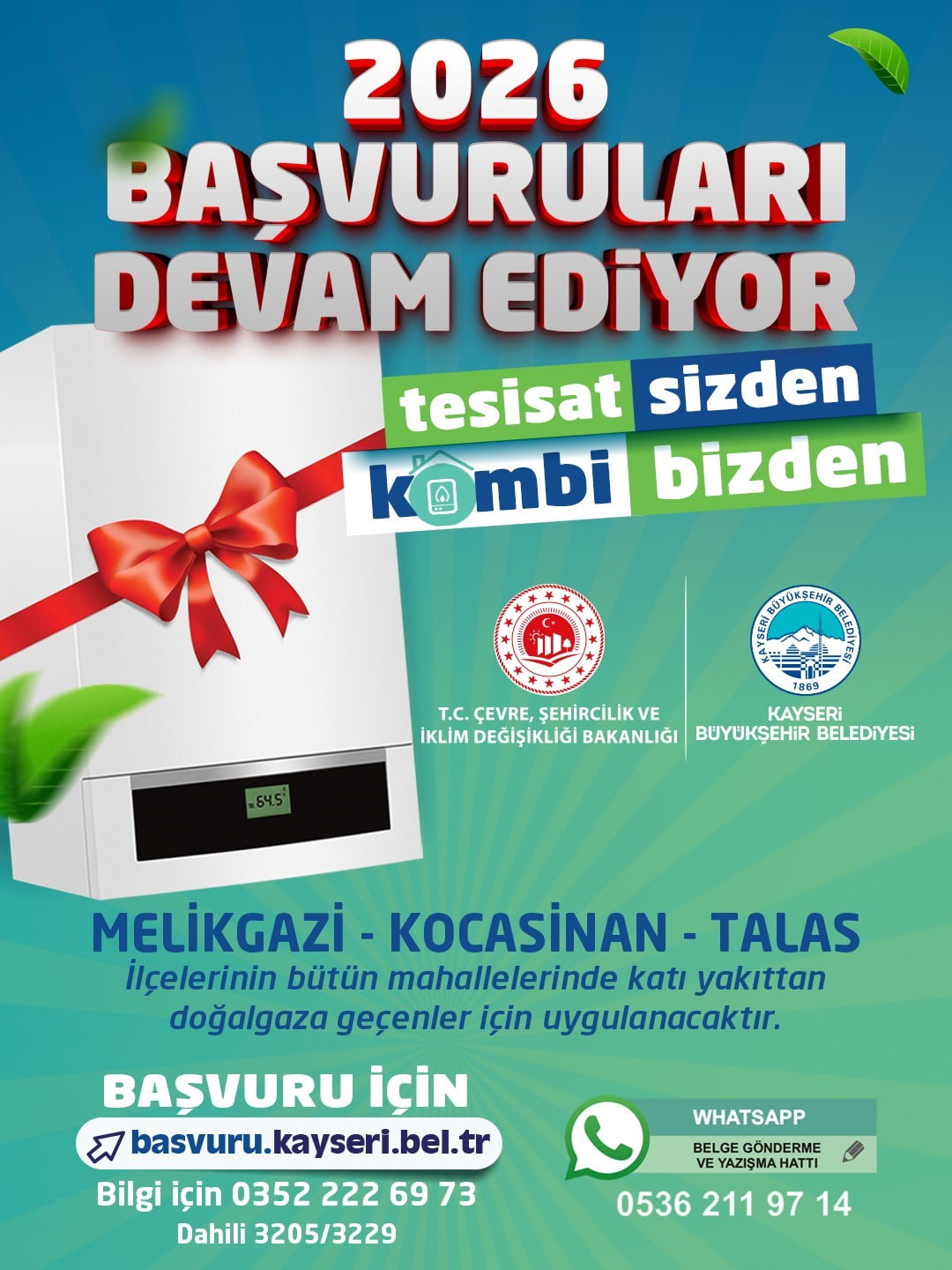 KAYSERİ BÜYÜKŞEHİR BELEDİYESİ’NİN ÇEVRE KİRLİLİĞİYLE MÜCADELE KAPSAMINDA HAYATA GEÇİRDİĞİ ‘TESİSAT...