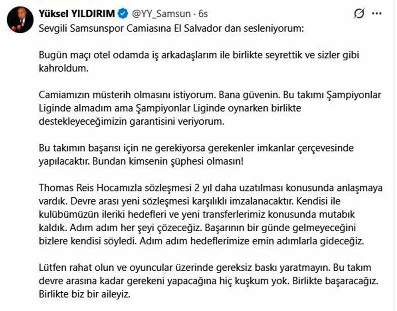KONFERANS LİGİ VE SÜPER LİG'DE ÜST ÜSTE ALINAN KÖTÜ SONUÇLARIN ARDINDAN TARAFTARA MESAJ VEREN...
