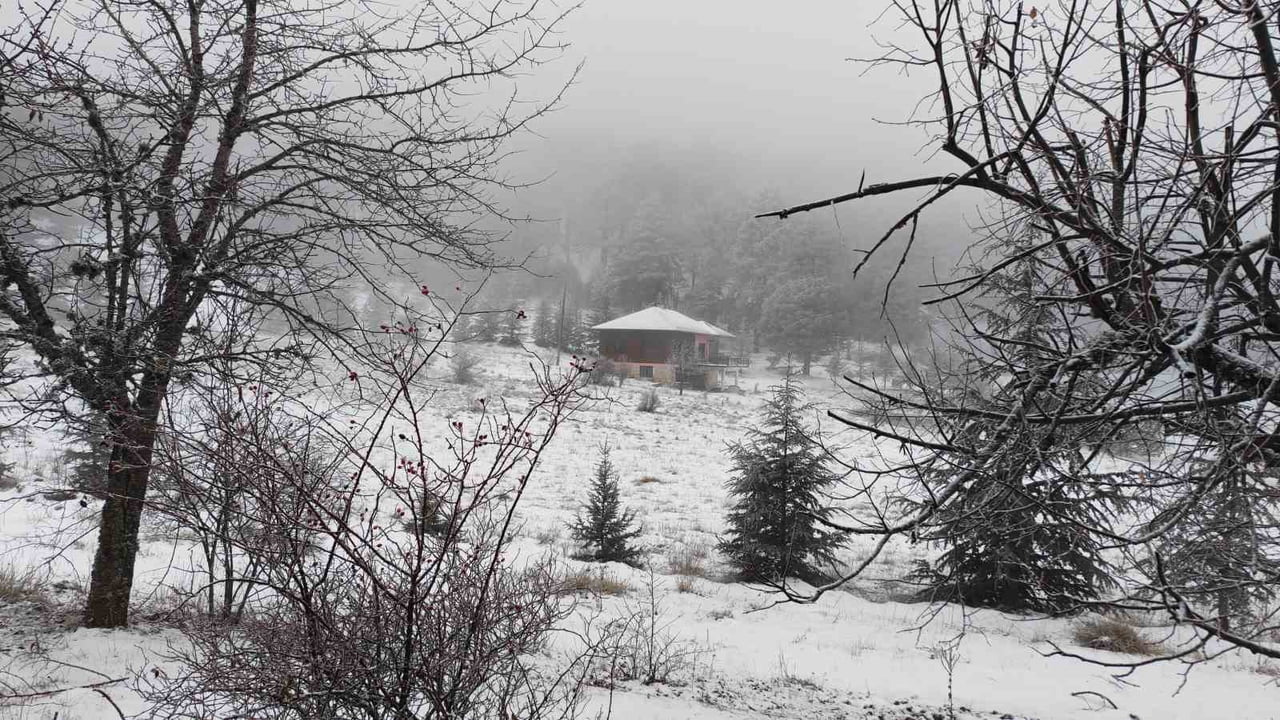 MANİSA’NIN DEMİRCİ İLÇESİNİN YÜKSEK KESİMLERİNDE ETKİLİ OLAN KAR YAĞIŞI, DOĞAYI BEYAZ ÖRTÜYLE...