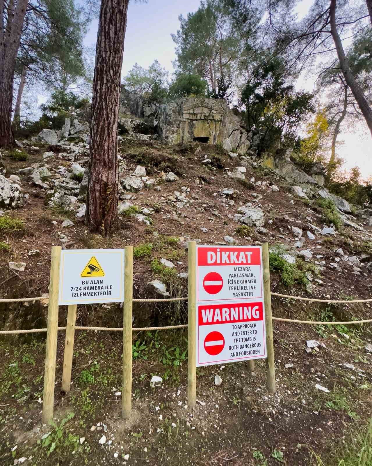 MARMARİS  TİCARET ODASINDAN 'YEŞİLBELDE KAYA MEZARI'NA KAMERALI  KORUMA DESTEĞİ