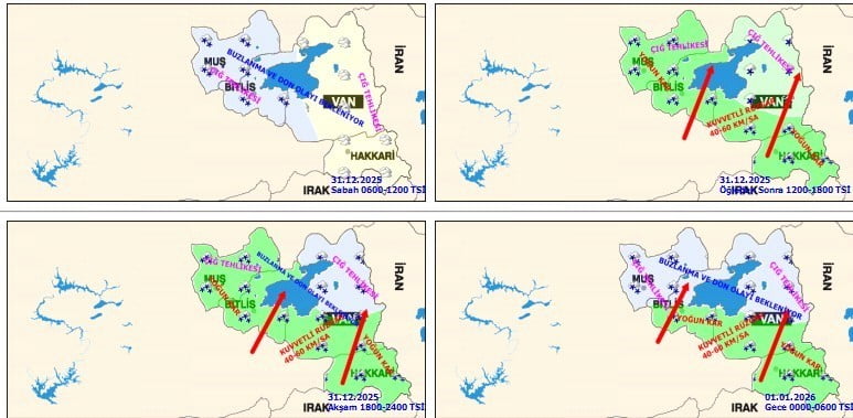 METEOROLOJİ 14. BÖLGE MÜDÜRLÜĞÜ, DOĞU ANADOLU BÖLGESİ’NİN GÜNEY VE DOĞU KESİMLERİ İÇİN YOĞUN KAR...