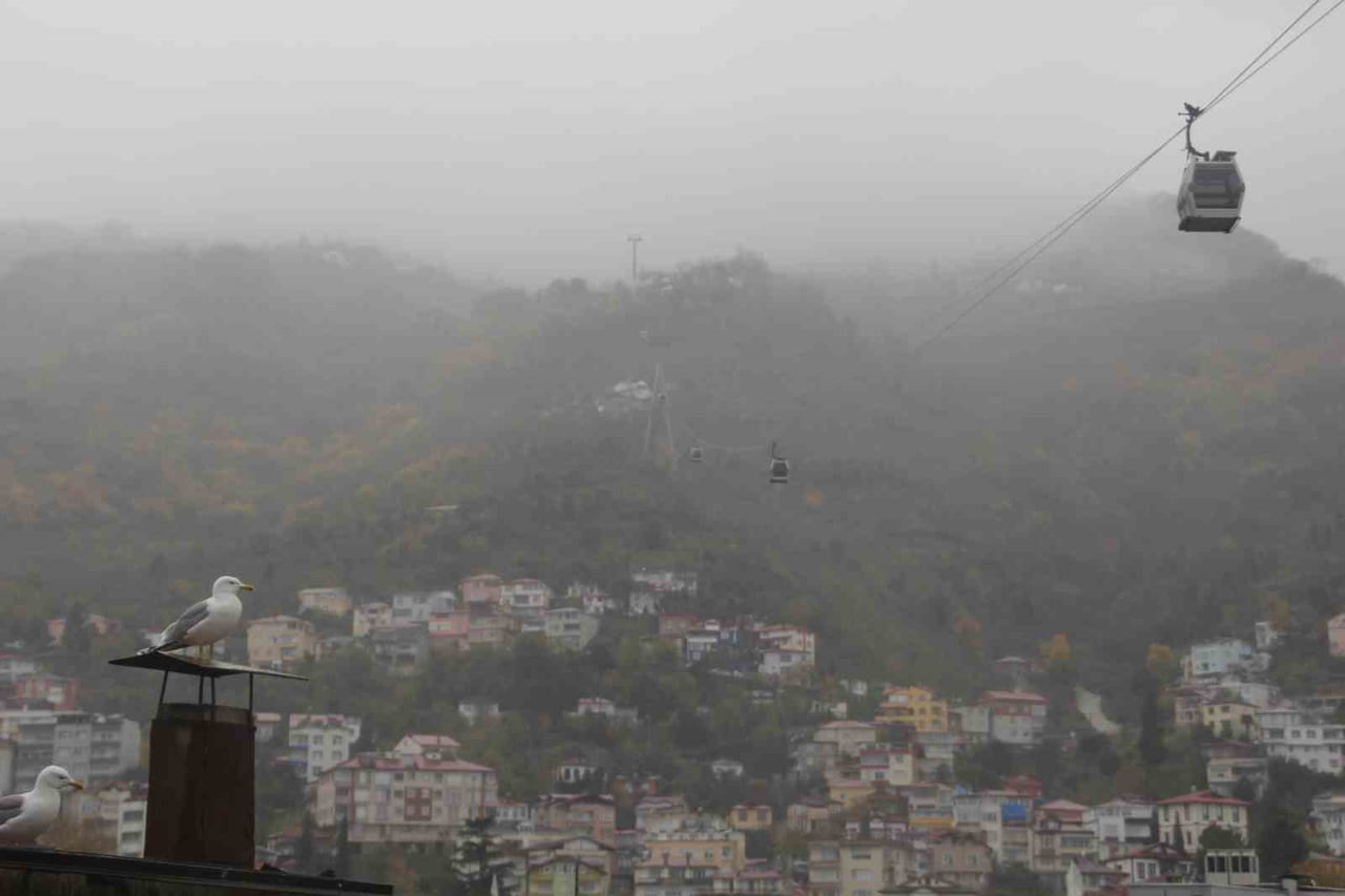 ORDU'DA ETKİLİ OLAN SİS, ŞEHRİN SEYİR TERASI OLARAK ADLANDIRILAN BOZTEPE'DE GÜZEL GÖRÜNTÜ...