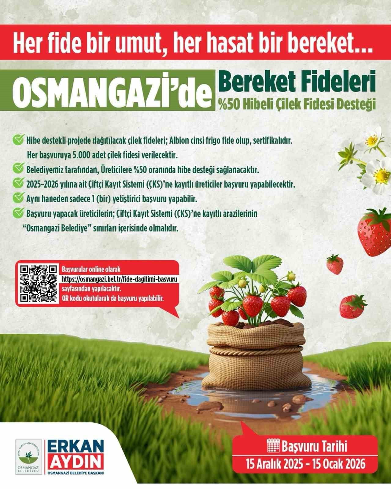 OSMANGAZİ BELEDİYESİ, TARIMSAL ÜRETİMİ DESTEKLEMEK VE YEREL ÜRETİCİYE KATKI SAĞLAMAK AMACIYLA...