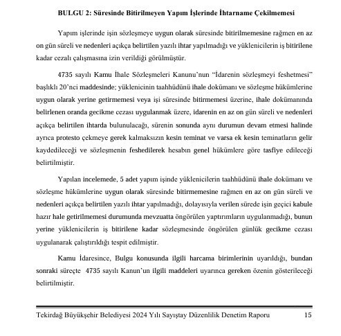 SAYIŞTAY RAPORU ORTAYA KOYDU : TEKİRDAĞ BÜYÜKŞEHİR'DE 19 USULSÜZLÜK TESPİT EDİLDİ
