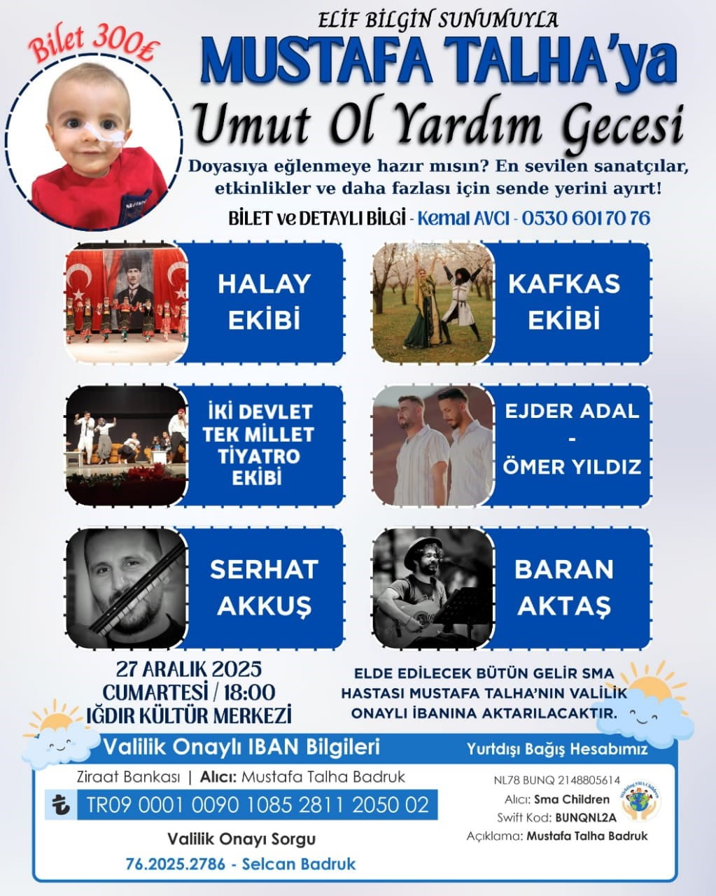 SMA HASTASI MUSTAFA TALHA İÇİN IĞDIR’DA BAĞIŞ GECESİ DÜZENLENİYOR