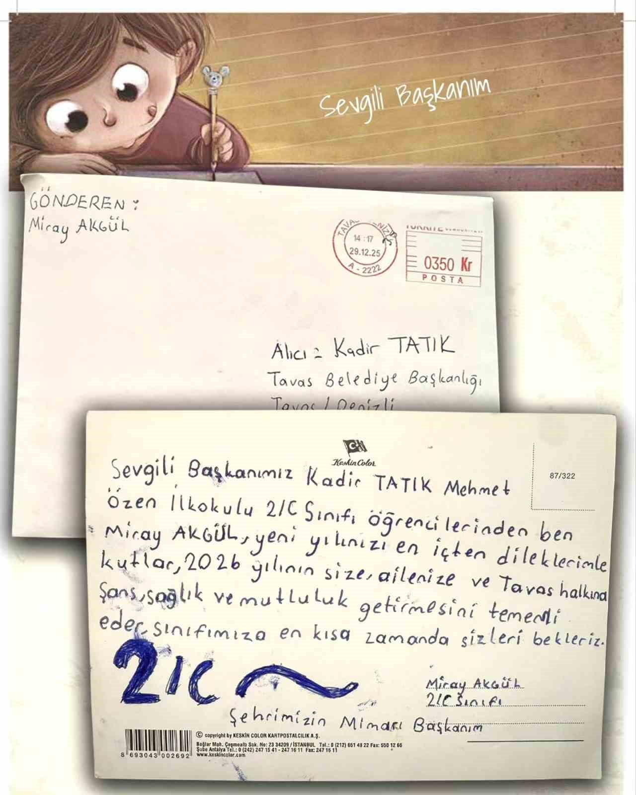 TAVAS MEHMET MEHMET ÖZEN İLKOKULU 2. SINIF  ÖĞRENCİSİ MİRAY AKGÜL, TAVAS BELEDİYE BAŞKANI KADİR...