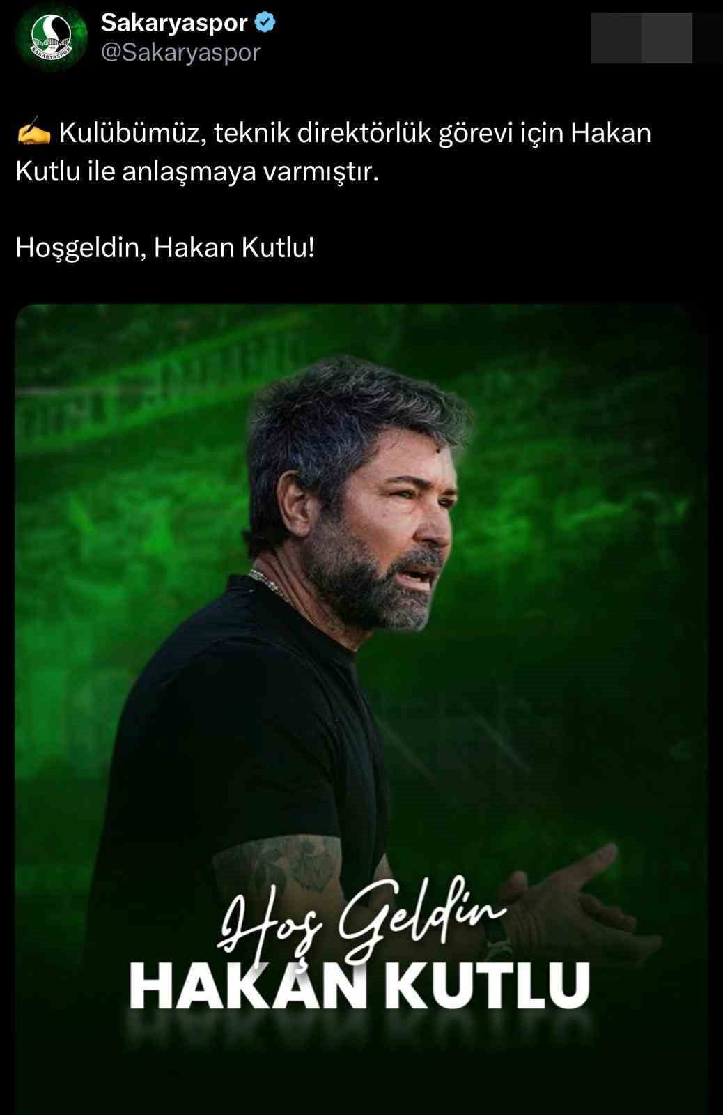 TEKNİK DİREKTÖR SERHAT SÜTLÜ’NÜN İSTİFASI SONRASINDA SAKARYASPOR, HAKAN KUTLU İLE ANLAŞMA...