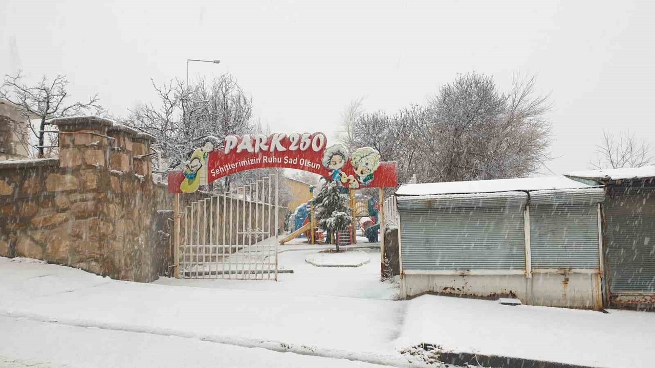 VAN'IN BAŞKALE İLÇESİNDE ETKİLİ OLAN KAR YAĞIŞI İLÇEYİ BEYAZA BÜRÜDÜ.