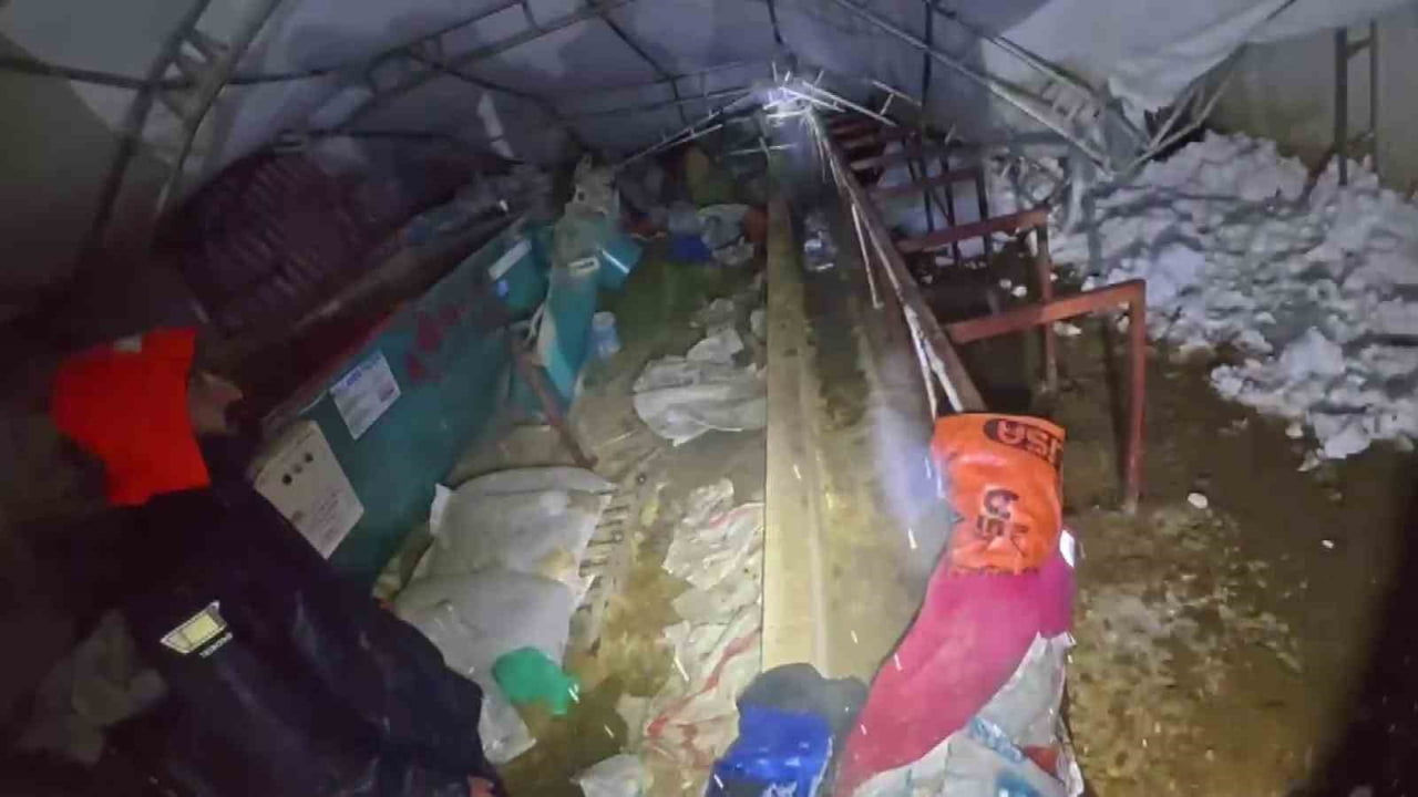 ADIYAMAN’DA YOĞUN KAR YAĞIŞINA DAYANAMAYAN AHIR ÇÖKTÜ. AHIRDAKİ 20 BÜYÜKBAŞ HAYVANDAN 3 TANESİNE...