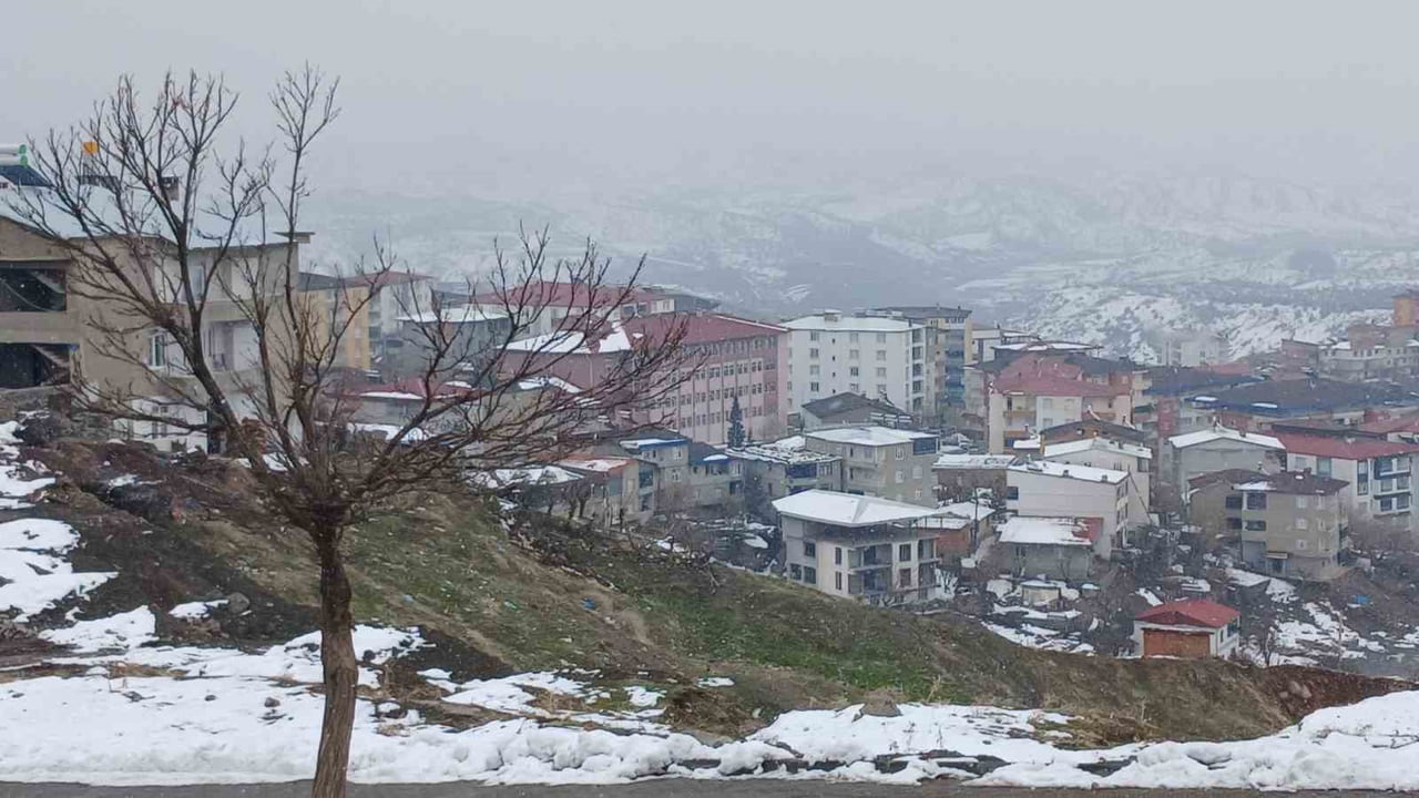 DİYARBAKIR’IN KULP İLÇESİNDE İKİ GÜN SÜREN GÜNEŞLİ HAVANIN ARDINDAN SABAH SAATLERİNDE BAŞLAYAN KAR...