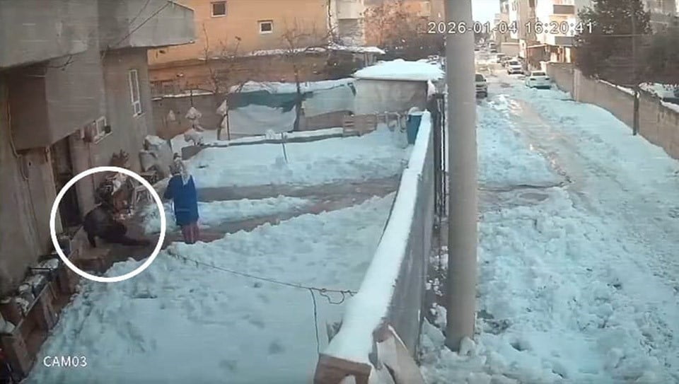 EVDEN DIŞARI ÇIKAN HANE SAKİNLERİNİN BUZ TUTAN ZEMİNDE ADIM ATAR ATMAZ KAYARAK YERE DÜŞTÜĞÜ ANLAR...