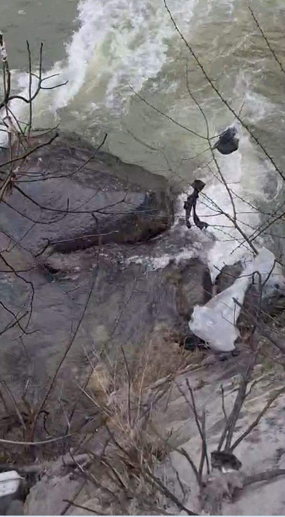 GİRESUN’UN DERELİ İLÇESİNDE AKSU DERESİ İÇERİSİNDE KAYALIKLAR ÜZERİNDE MAHSUR KALAN BİR KÖPEK...