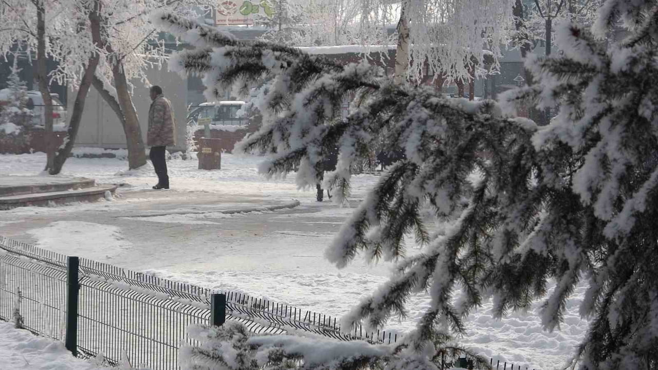 KIŞ MEVSİMİNİN SERT GEÇTİĞİ ARDAHAN'IN GÖLE İLÇESİNDE, SOĞUK HAVA SEBEBİYLE KIRAĞIYLA KAPLANAN...