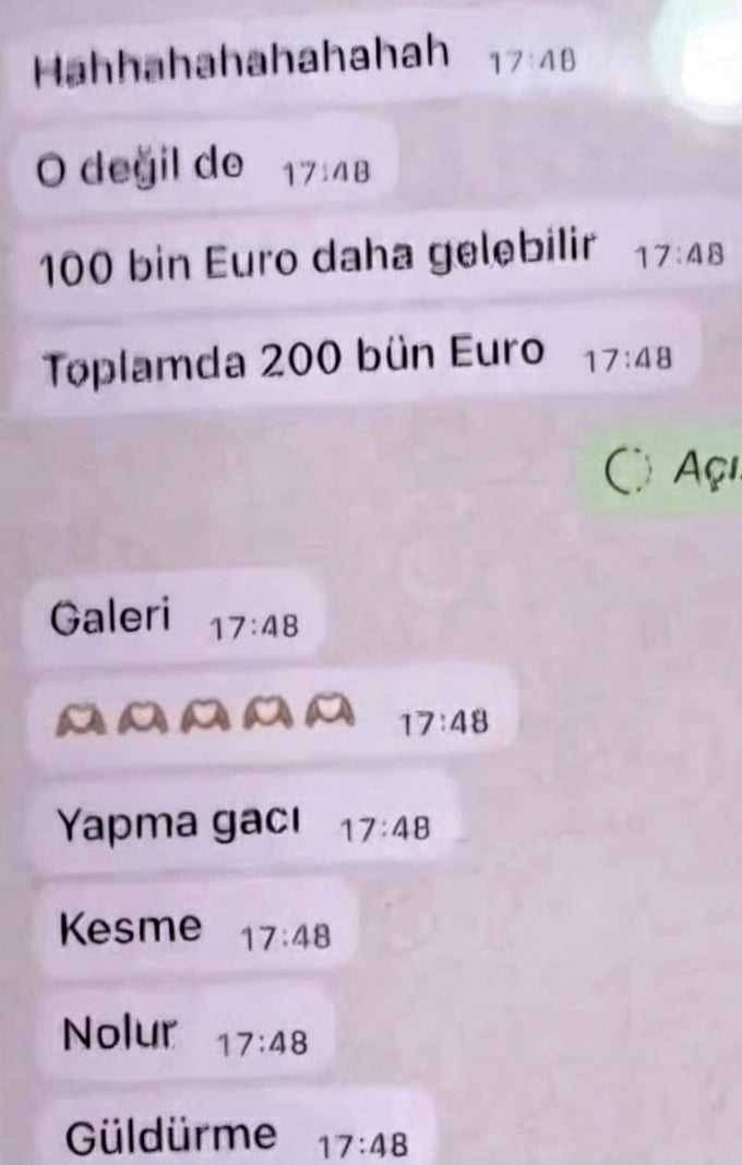 MESAJLARDA, SOYGUNDAN GELEN PARA İLE OTO GALERİ KURMAK İSTEDİKLERİNE DAİR YAZIŞMALAR...