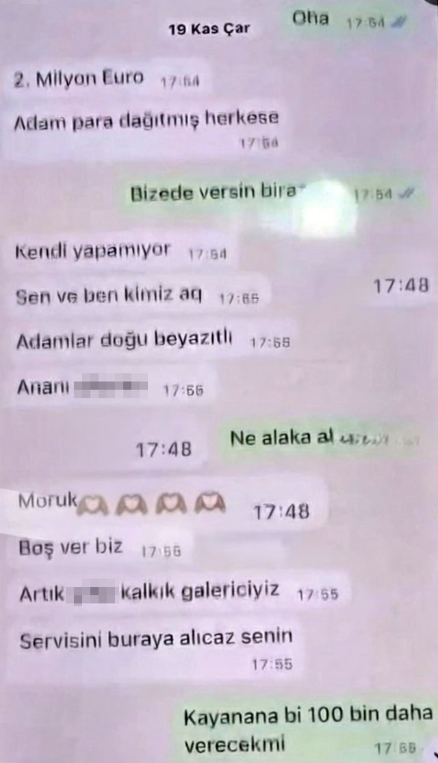 MESAJLARDA, SOYGUNDAN GELEN PARA İLE OTO GALERİ KURMAK İSTEDİKLERİNE DAİR YAZIŞMALAR...
